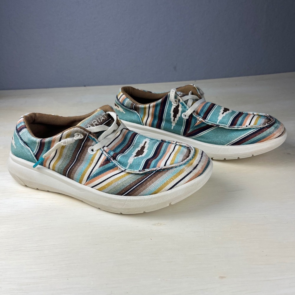 Ariat Hilo Turquoise Serape Southwestern Canvas Slip On Womens Shoes Size 6
